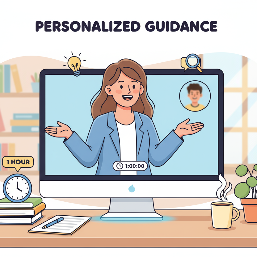 1小時專業線上一對一諮詢cartoon